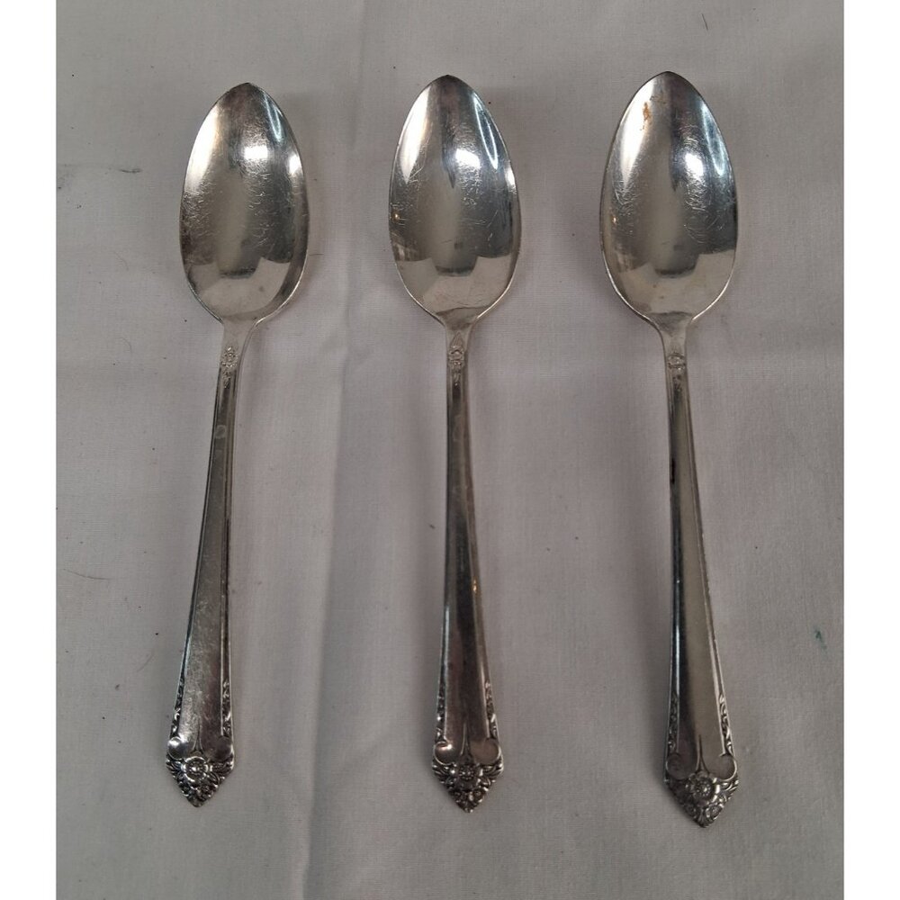 Rogers & Bro Reinforced Silverplate IS 3 Teaspoons 6" Starlight Pattern VTG 1950